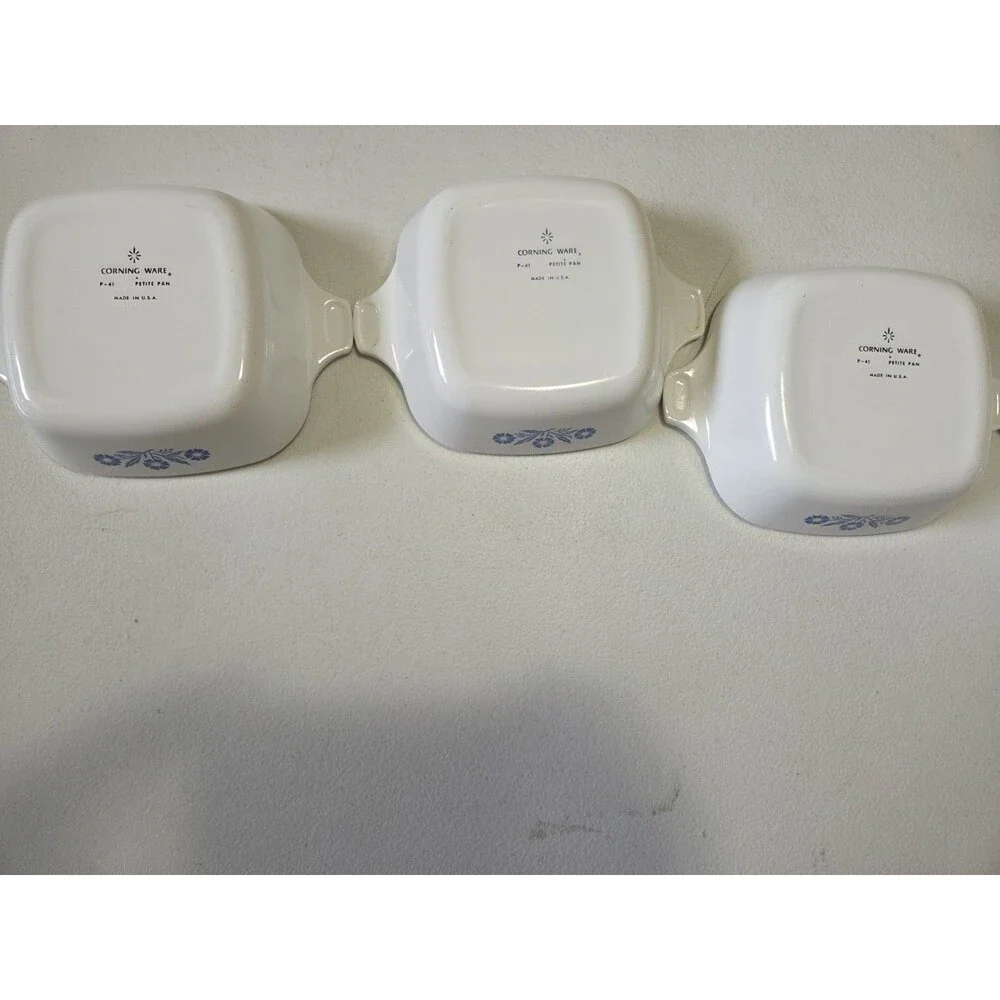 Vintage Corning Ware Cornflower Blue 5-Piece Casserole & Skillet Lot